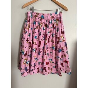 Disney Alice in Wonderland Looking Glass Women's Midi Flare Skirt Medium NWOT